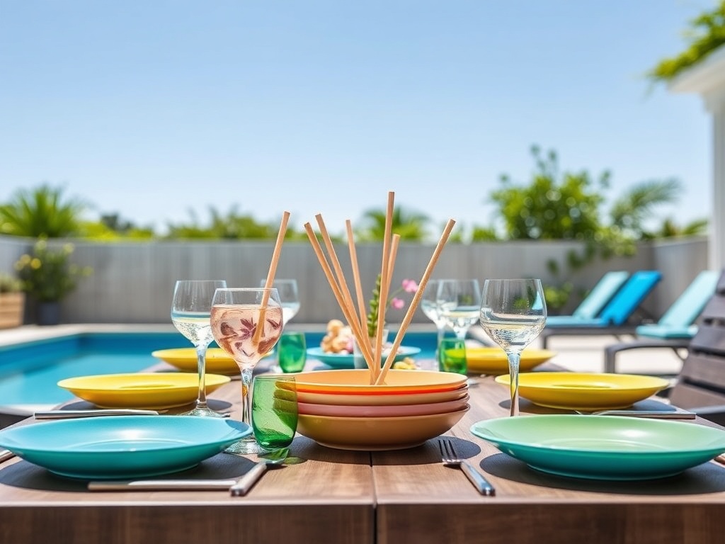 Accesorii reutilizabile pentru un eveniment eco-friendly la piscină